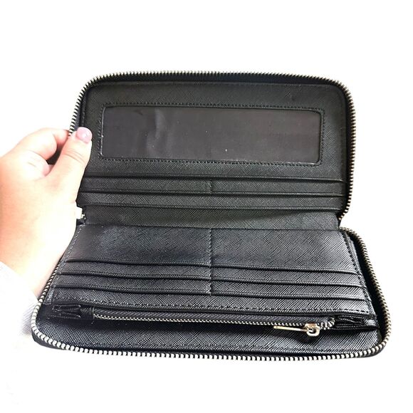 PARFOIS‎ Suede Large Wallet Black NWT - Picture 4 of 4